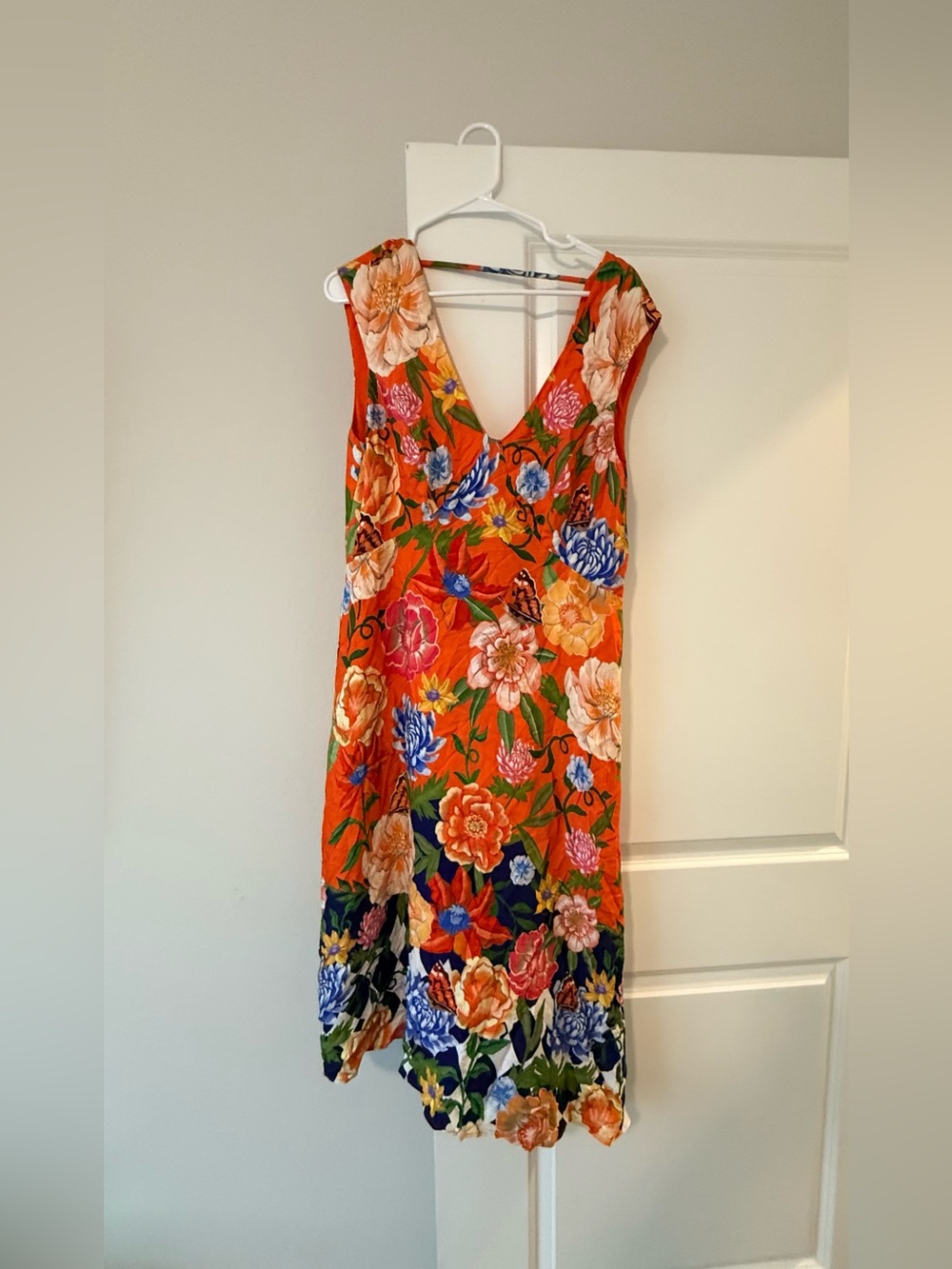 Anthropologie Low Back Printed Floral Midi Dress 🍊🌸✨ - Picture 9 of 13